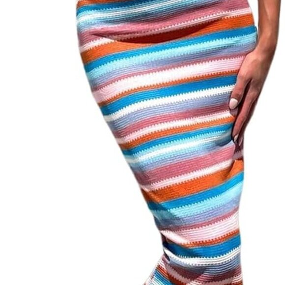 Women's Crochet Maxi Dress Polyester Small Open Back Sleeveless Vacation - Picture 6 of 6